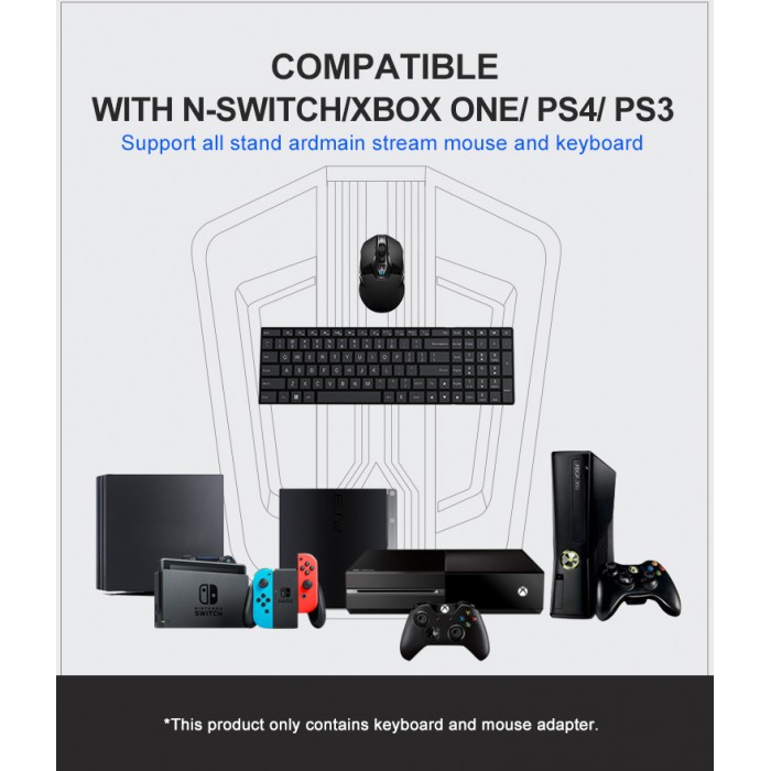 PXN K5 PRO FPS KEYBOARD MOUSE CONVERTED ADAPTER FOR PS3 PS4 XBOX ONE